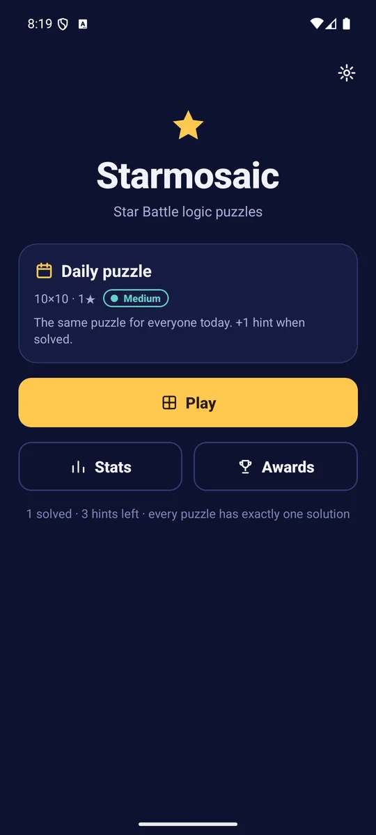 Starmosaic screenshot: A new daily puzzle every day Streaks, crowns and awards